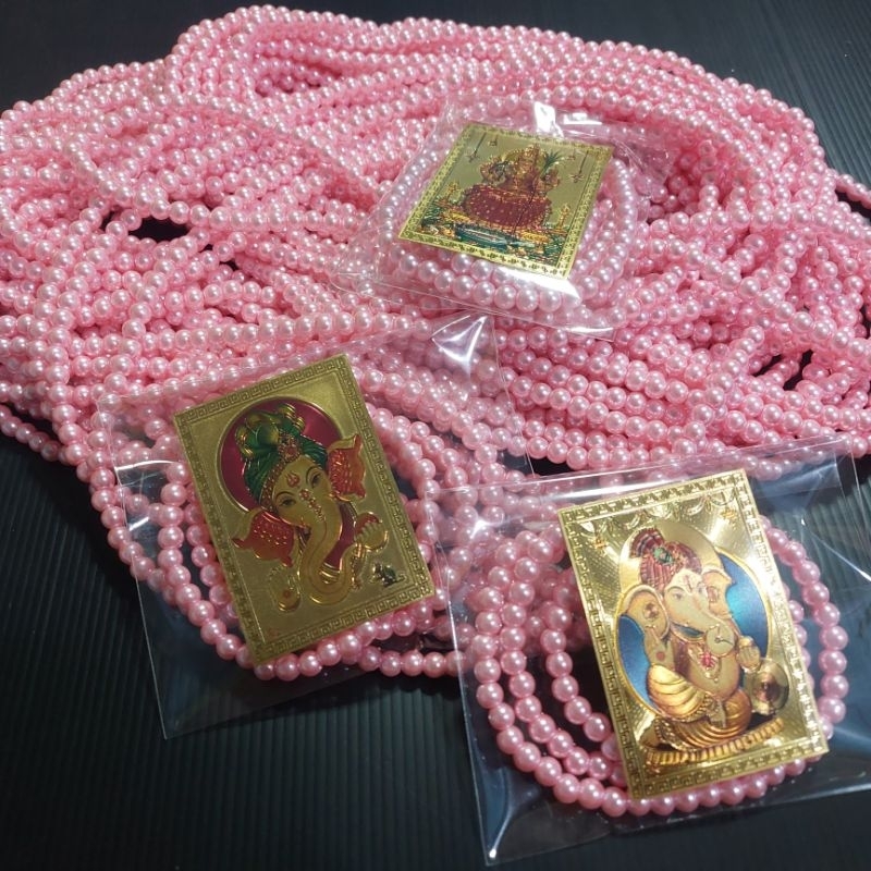 สร้อยไข่มุกสีชมพูหวาน ถวายพระแม่ลักษมี เจ้าแม่กวนอิมแถมฟรี❗️❗️แผ่นทอง(คละแบบ) - รูปที่ 3