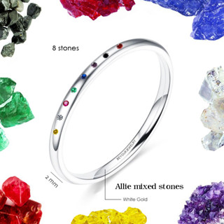 🔥ปังครบในวงเดียว Allie mixed stones white gold แหวนพลอยมินิมอล 2 มิล เปลี่ยนสีพลอยได้ แจ้งสีในออเดอร์หรือทางแชท