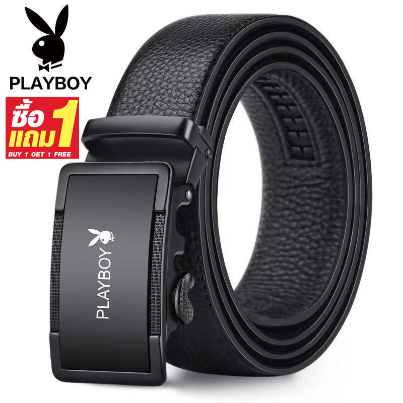 ซื้อ 1 แถม 1 SALE Playboy บรรจุภัณฑ์ของแท้ 100% พร้อมส่ง เข็มขัดหนังแท้ เข็มขัดผู้ชาย