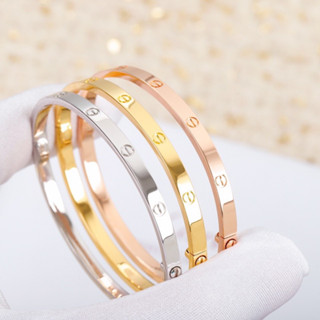 Cartier LOVE series รุ่นเล็ก รุ่นแคบ 18K โรสโกลด์ womens bracelet