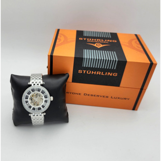 นาฬิกา STUHRLING WOMENS 3944.1 AUTOMATIC CRYSTAL SILVER TONE STAINLESS STEEL WATCH 38 MM พร้อมกล่อง (ใหม่มีตำหนิ)