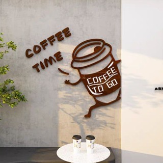 [MH] สติ๊กเกอร์อะคริลิค 3D แก้วกาแฟทักทาย Coffee time