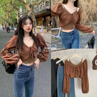 พร้อมส่ง | 𝐖𝐆.𝐖𝐄🇰🇷 สายเดี่ยวมาพร้อมเสื้อคลุมทรงครอป