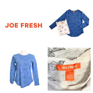 Joe fresh เสื้อยืด คอกลม แขนยาว ผู้หญิง ลายนกทั้งตัว มีไซส์