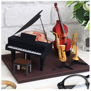 โมเดลกระดาษ 3D : Miniature instrument set (Jazz) ชุดวงดนตรีแจ๊สจิ๋ว กระดาษโฟโต้เนื้อด้าน  กันละอองน้ำ ขนาด A4 220g.