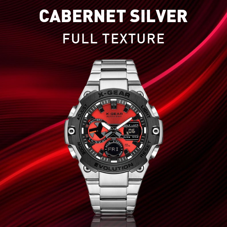 รุ่นล่าสุด X-GEAR-3993 สแตนเลสพลังงานแสงอาทิตย์กันน้ํานาฬิกาอเนกประสงค์สําหรับผู้ชาย 2 ระบบปฏิบัติการ