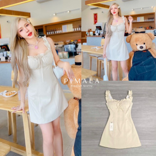 Lalisa999ราคาถูกที่สุด!! Pimala DRESS จับจีบแขนระบายผูกโบว์น่ารักสุด