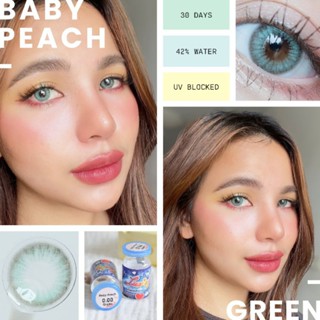 ⚡Luxzylens⚡Baby Peach Green💥คอนแทคเลนส์สีเขียวอมฟ้า💥คอนแทคเลนส์mini💥คอนแทคเลนส์กรองแสง💥แถมฟรีตลับทุกคู่