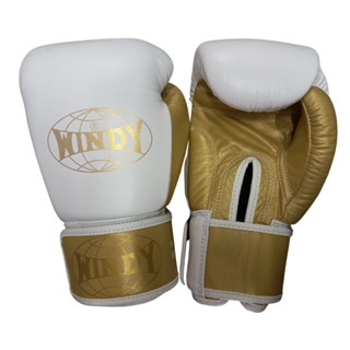 Windy Boxing Gloves White gold 16 oz Genuine Leather Limited edition MMA นวมซ้อมมวย วินดี้สปอร์ต สีขาว-ทอง ทำจากหนังเเท้