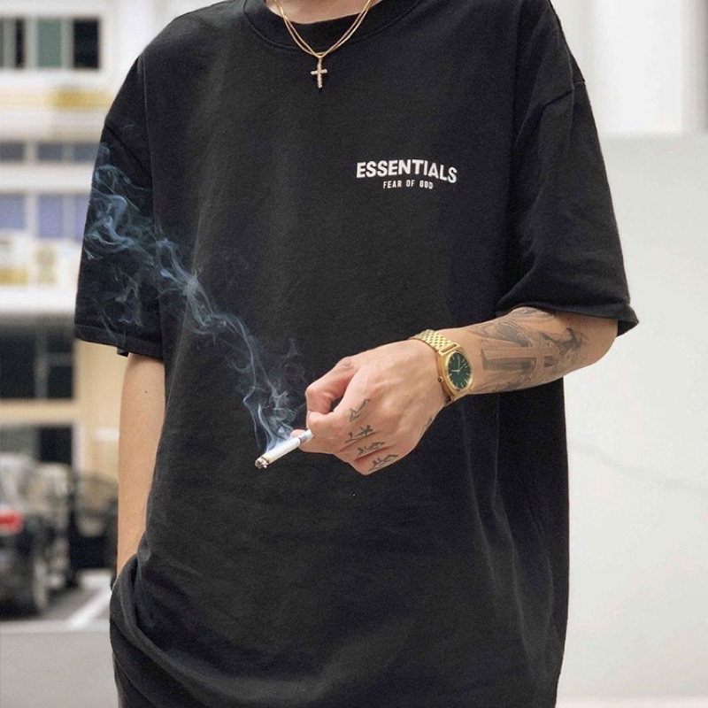 เสื้อยืดผู้ชายโอเวอร์ไซส์ essentials fog A โลโก้หน้า