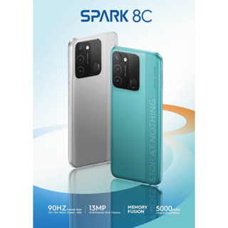 Tecno Spark 8C(3+64)spark8C(4+128)เครื่องศูนย์ไทย(ประกันเดินแล้ว)ล๊อตเคลียร์สต๊อกประกัน3เดือน