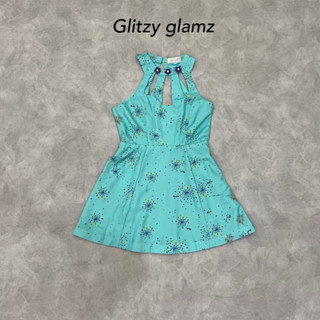 Glitzy glamz:เดรสคล้องคอตัวสั้นแต่งดอกไม้(*สอบถามสต๊อกก่อนกดสั่งน๊า)