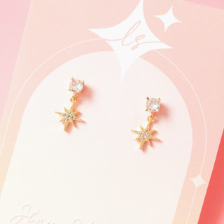 LELISA - Charming Earring - ต่างหูดาวแปดแฉกประดับคริสตัล - ชุบทอง 18K