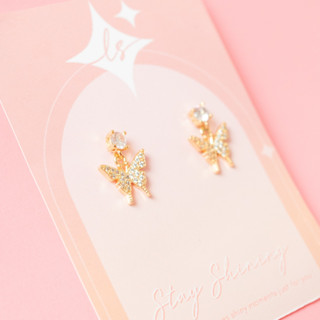 LELISA - Butterfly Earring - ต่างหูผีเสื้อสุดหรูประดับคริสตัล - ชุบทอง 18K