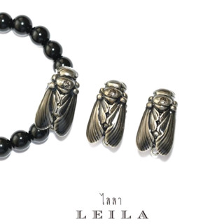 Leila Amulets แมลงภู่คำ ตาเพชร รุ่นบังเกิดทรัพย์ สีพิเศษ สีดำ (พร้อมกำไลหินฟรีตามรูป)