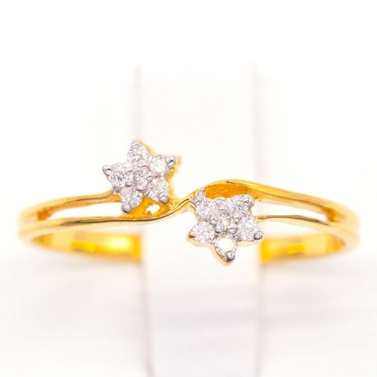 Happy jewelry แหวนเพชร แหวนดอกพิกุลคู่  แหวนทองเพชรแท้ ทองแท้ 37.5% ME845