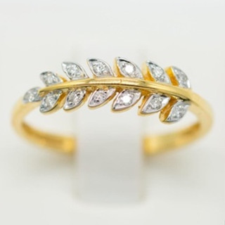 Happy Jewelry แหวนใบมะกอก แหวนเพชรแท้ แหวนเสริมดวง แหวนเพชร แหวนทองเพชรแท้ ทองแท้ 37.5% ME528