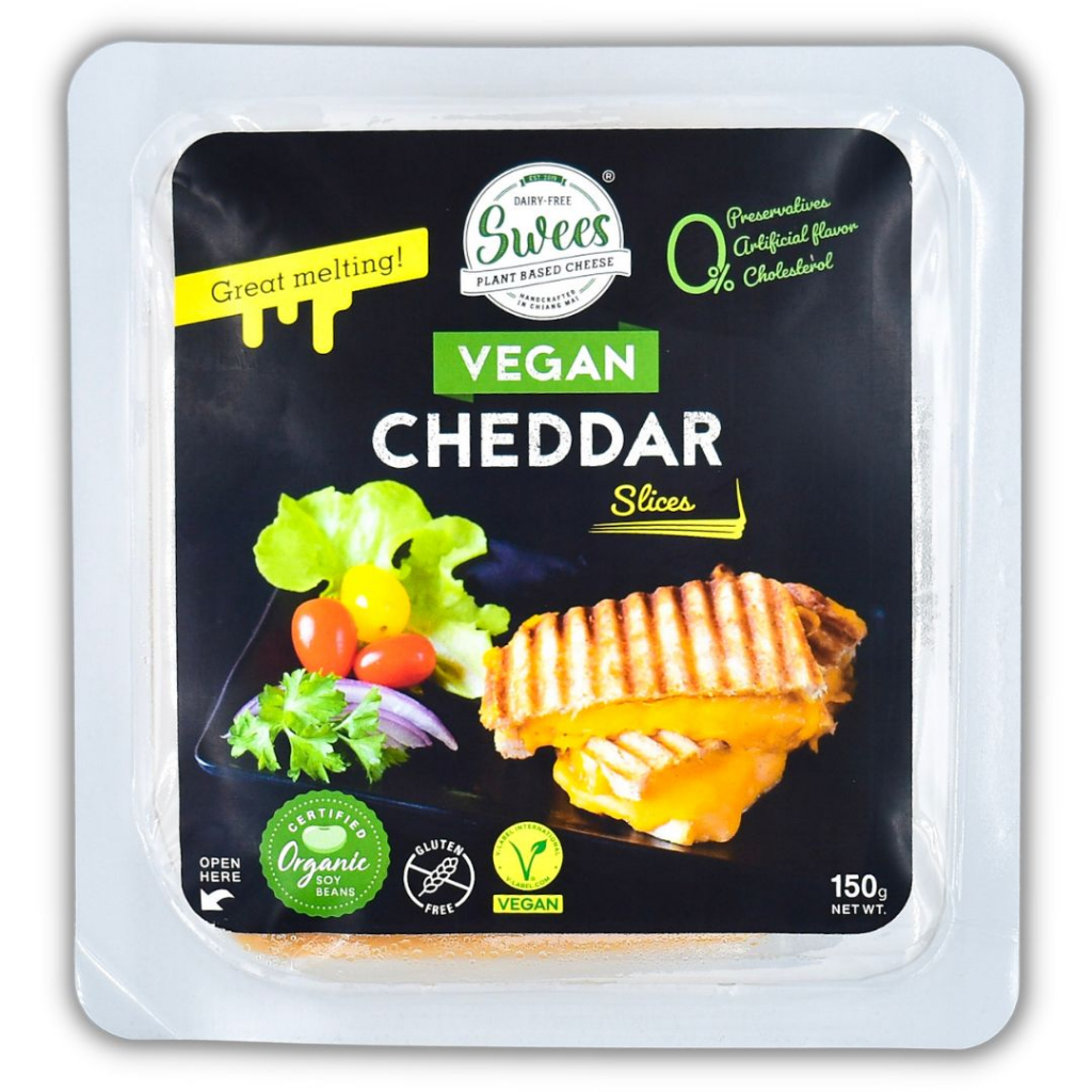 Cheese Slices ชีสวีแกน (Plant Based ) Made from certified organic soy ทำจากถั่วเหลืองออร์แกนิก150 g.