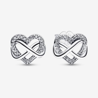 (พร้อมส่ง)*New*Pandora Sparkling Infinity Heart Stud Earrings