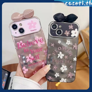 คูปองเคลม🎀เคสไอโ case for iphone 11 12 โบว์ดอกไม้ตัวอักษรภาษาอังกฤษ เคส 14 13 12 11 pro max เคสโทรศัพท์มือถือกันกระแทก