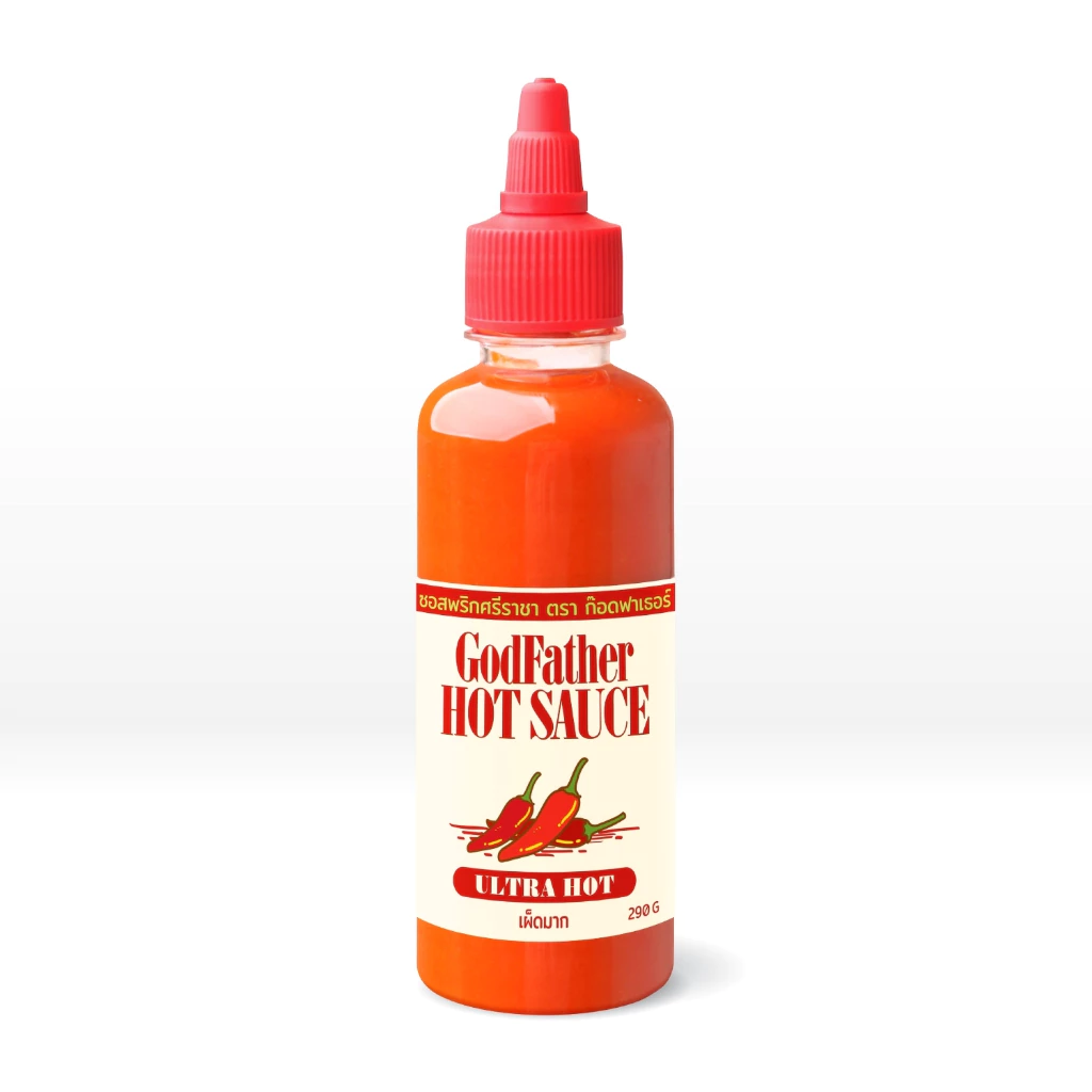 Godfather Hot Sauce **ULTRA HOT** ซอสพริกศรีราชาตราก๊อดฟาเธอร์ รสเผ็ดมาก (280 กรัม)