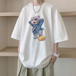 SOS เสื้อยืดOversize คอตตอน100% ทรงโอเวอร์ไซส์ ใส่สบาย รูปสกรีนไม่หลุด ไม่รัดรูป #A11