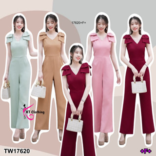 👗Pfashion [ส่งไว!!🚛] P17620 Jumpsuit จั้มสูทแขนกุดไหล่แต่งโบว์..