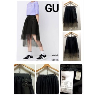 🐈‍⬛G U [Girl]กระโปรงสั้นชั้นนอกผ้าTulle(ผ้ามุ้ง)