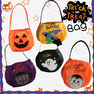 ตะกร้าฮาโลวีน  ถุงฟักทอง กระเป๋าฮาโลวีน ตะกร้าฟักทอง ชุดฮาโลวีน ถุงผ้า trick or treat พร๊อพวันฮาโลวีน