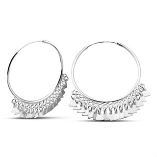 925 sterling silver earrings, round hoops,decorated with a triangle charm/ต่างหูห่วงเงินแท้925พร้อมจี้รูปสามเหลี่ยม