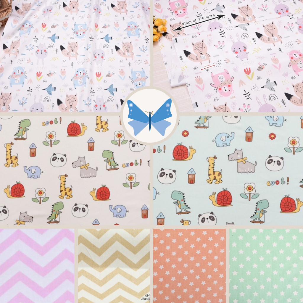 ผ้าคอตตอน 100% ทอทวิล ผ้าเมตร พิมพ์ลายสัตว์ หน้ากว้าง 1.6 เมตร