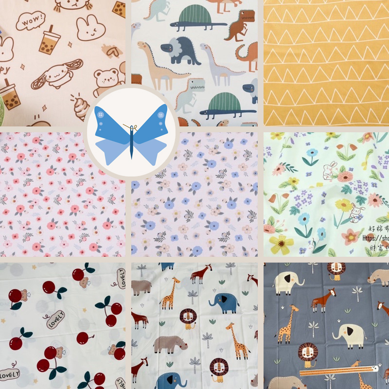 ผ้าคอตตอน 100% ทอทวิล ผ้าเมตร  ลายดอก ลายการ์ตูน ผ้าหน้ากว้าง 1.60 เมตร เกรดA 60 เนื้อนิ่มลื่น เนื้อเงา