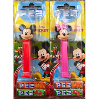 PEZ (เพซ) ลูกอมการ์ตูนหัวโต รสมะนาว และส้ม ลาย Disney Mickey and Minnie