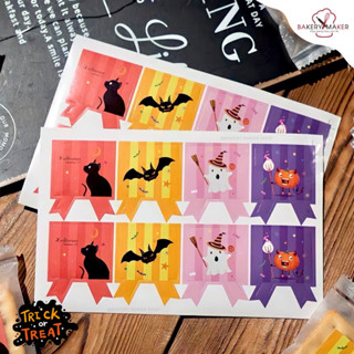 สติกเกอร์ ฮาโลวีน 32 ดวง ทรงโบว์เหลี่ยม / Sticker Halloween