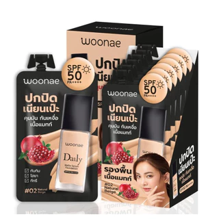 (6ซอง/กล่อง) Woonae Daily Matte Foundation SPF50 PA++++ วูเน่ เดลี่ แมทท์ ฟาวเดชั่น รองพื้น [2702]