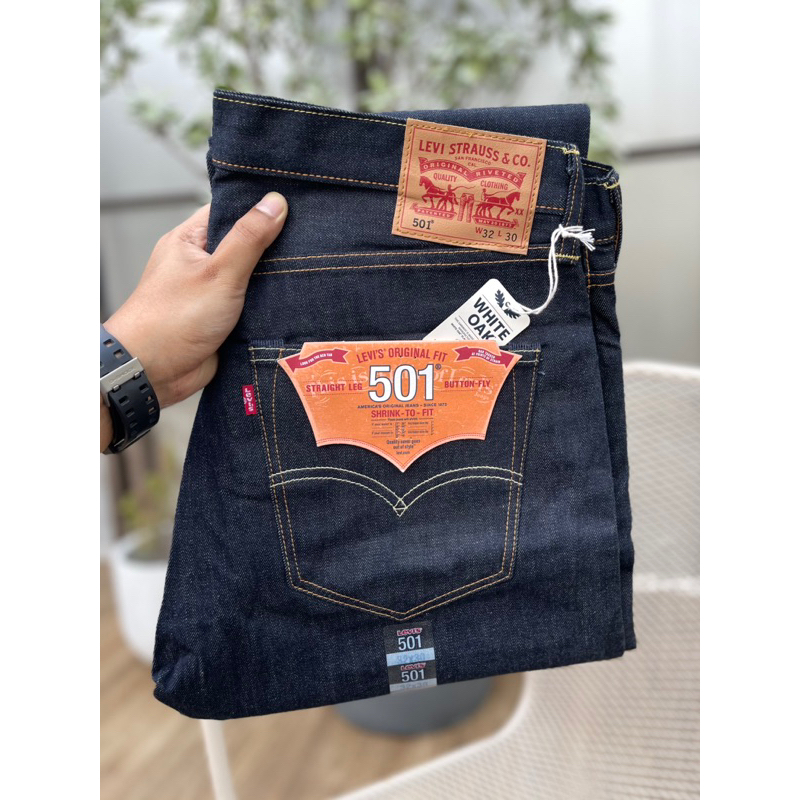 กางเกงยีนส์ ลีวายส์ Levi's 501 ริมแดง ผ้าดิบ Made in Mexico