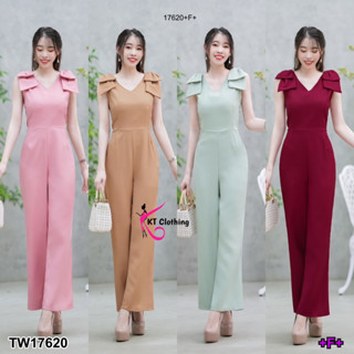 MF17620  Jumpsuit จั๊มสูทแขนกุด ช่วงไหล่แต่งโบว์ใหญ่2 ชั้น ทรงขายาว งานสุดหรู ทรงเข้ารูปสวย งานน่ารักๆดีไซน์เก๋ คอล​ใหม่