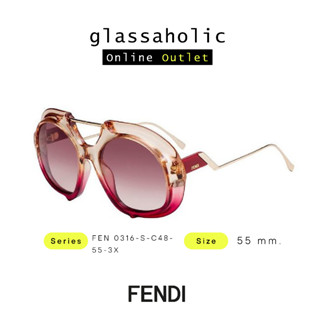 [ลดกระหน่ำ] แว่นกันแดด FENDI รุ่น FEN 0316-S ทรงกลม สีชมพู ดีไซน์พิเศษ สวยมาก