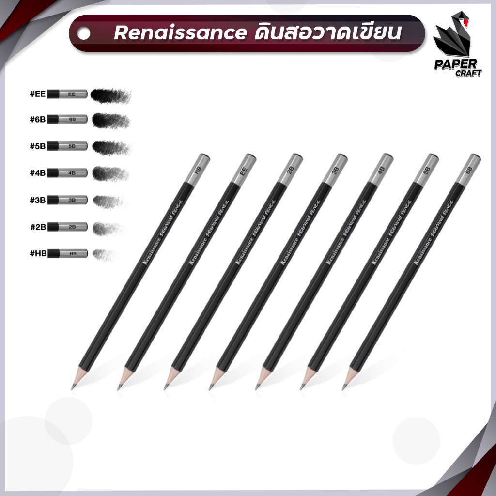 Renaissance ดินสอเกรดวาดรูป Renaissance Drawing Pencil มีหลายความเข้มให้เลือก จำนวน 1 แท่ง