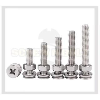 (ยกชุด) น็อต สกรู หัวเตเปอร์ แฉก F ตัวเมีย+แหวน สแตนเลส 304 เกลียวมิล M2 M2.5 / (Set) Flat Head