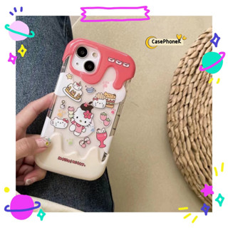 ✨จัดส่งภายใน 24 ชม✨เคสไอโฟน12 13 14 Pro For 11 HelloKitty การ์ตูน สาวน่ารักหัวใจ ฤดูร้อน เรียบง่าย การป้องกันการตก Case