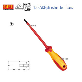 OPT ไขควงสี่แฉกหุ้มฉนวนกันไฟฟ้า 1000V (Phillip) PH0 รุ่น SW-867700