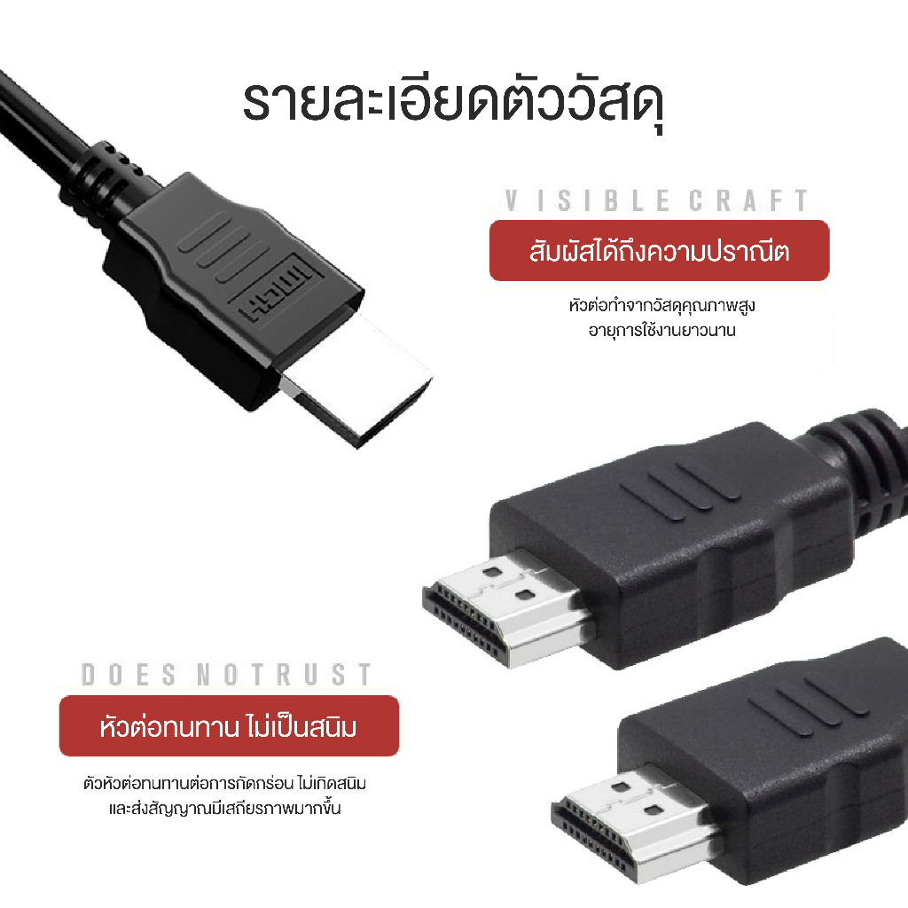 ABL สายเคเบิลเชื่อมต่อ ความยาว 1 เมตร ใช้สำหรับทีวี แล็ปท็อป คอมพิวเตอร์ จอภาพมอนิเตอร์ โปรเจคเตอร์ ความละเอียดสูงสุด 4k