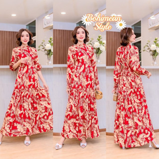 SALE Maxi Dress Bohemian Style สินค้าลดราคาพิเศษจำนวนจำกัด ชุดเดรสอินเดียสไตล์โบฮีเมียน เสื้อผ้าแฟชั่นสาวอวบ