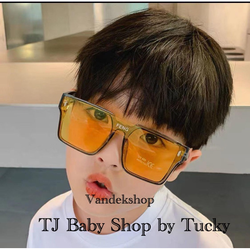 [พร้อมส่งร้านในไทย] แว่นเด็กแฟชั่น กันแดดทรงเท่ห์ รุ่น FENG