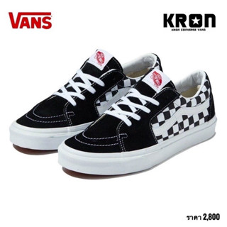 Vans รองเท้าผ้าใบ Sk8-Low Checkerboard Canvas/Suede | Black/True White ( VN0A4UUK4W7 )