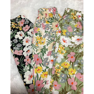 พร้อมส่งกางเกงขายาวลายดอก3สีให้เลือก