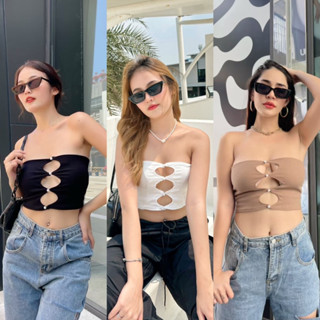 Milky Tube Top เกาะอกผ้าร่องกระดุมหน้า (3016)