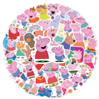 พร้อมส่งในไทย!!Peppa Pig Cute anime เปปป้าพิก คานาเฮ  sticker สติกเกอร์ 50แผ่น