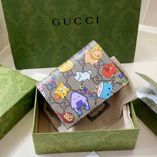 พรี​ ราคา2600 Gucci 𝗸𝗮𝘄𝗮𝗶𝗶 736784 หนังแท้ กระเป๋าสตางค์11 x 8.5 x 3 cm